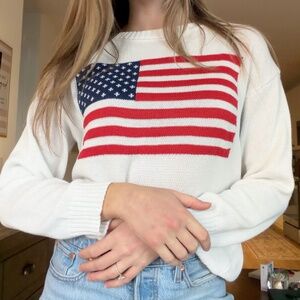 White American Flag Sweater Medium East Coast 4th of July